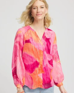 Watercolor Classic Fit Chiffon Blouse