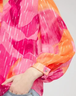 Watercolor Classic Fit Chiffon Blouse