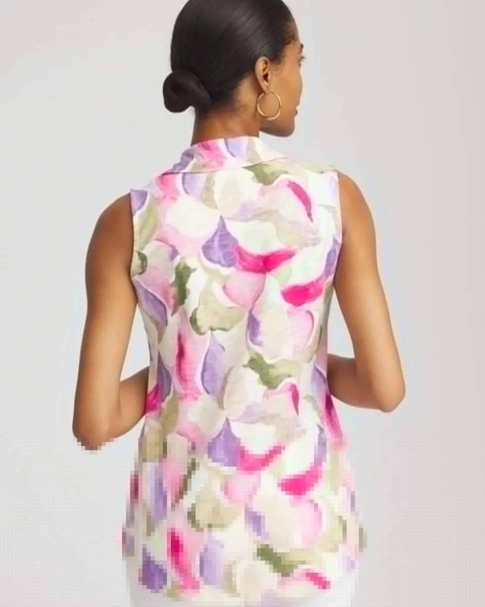 Watercolor Slub Sleeveless Collared Tunic