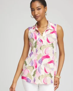 Watercolor Slub Sleeveless Collared Tunic