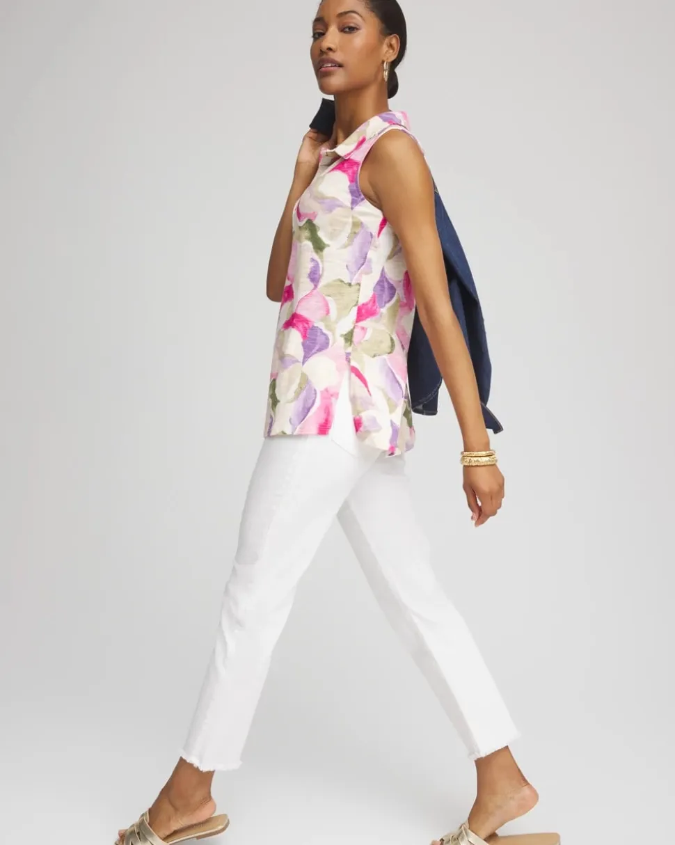 Watercolor Slub Sleeveless Collared Tunic