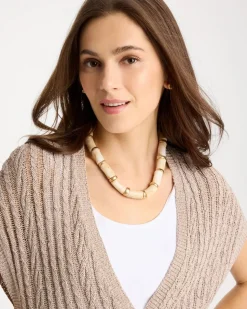 White Beaded Double-Strand Necklace