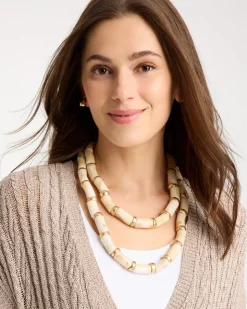 White Beaded Double-Strand Necklace