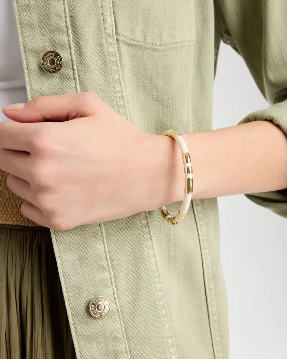 White Enamel Hinge Bangle