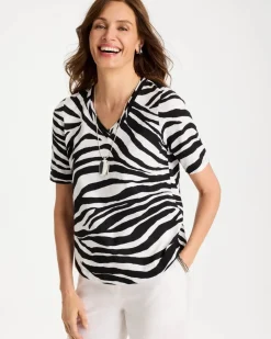Wild Lines Cotton Slub V-Neck Tee