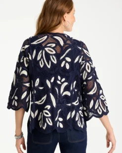 Woven Crochet Lace Contrast Kimono