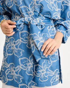 Woven Embroidered Belted Kimono