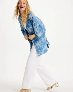 Woven Embroidered Belted Kimono