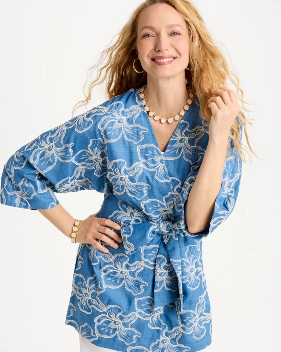 Woven Embroidered Belted Kimono