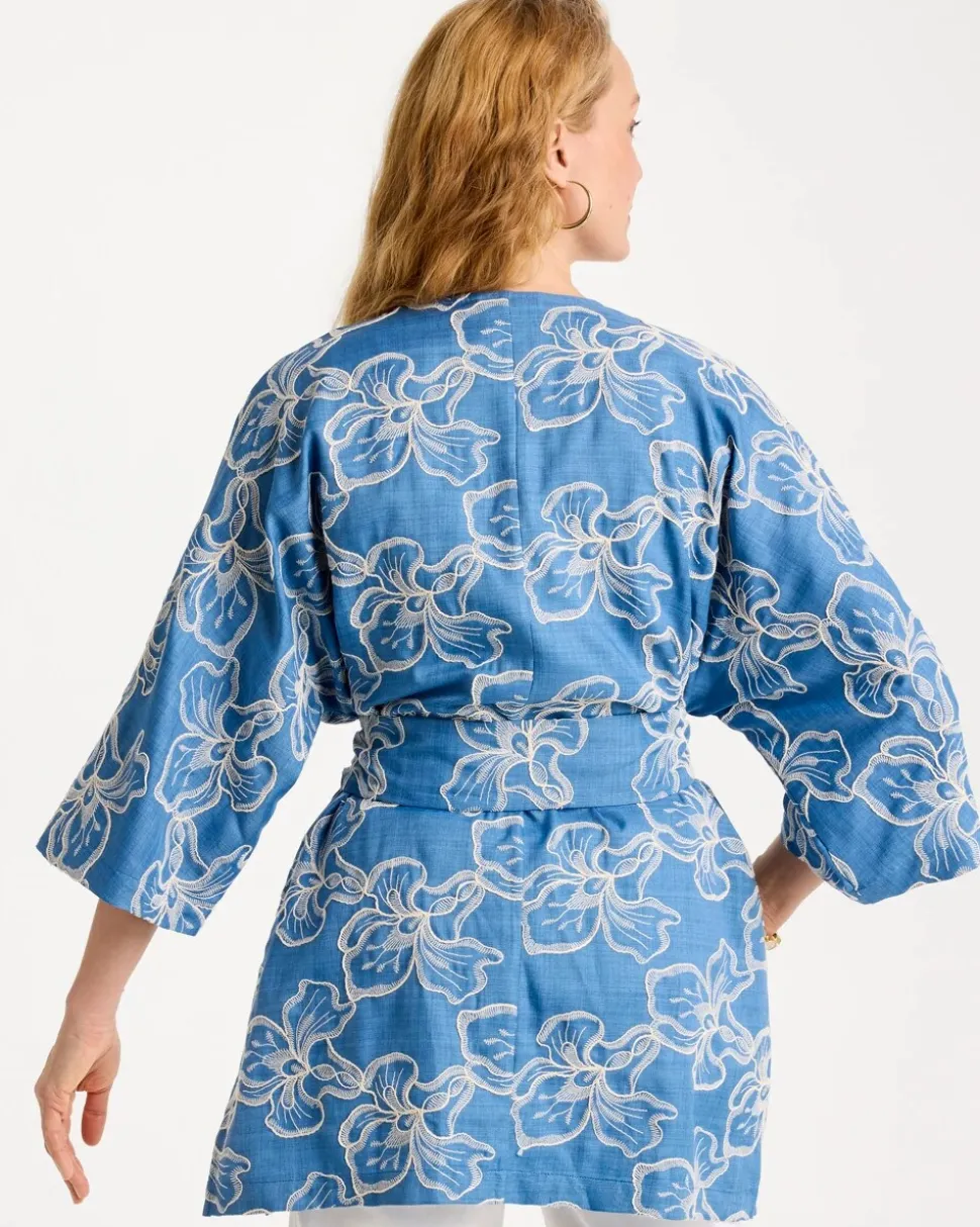 Woven Embroidered Belted Kimono
