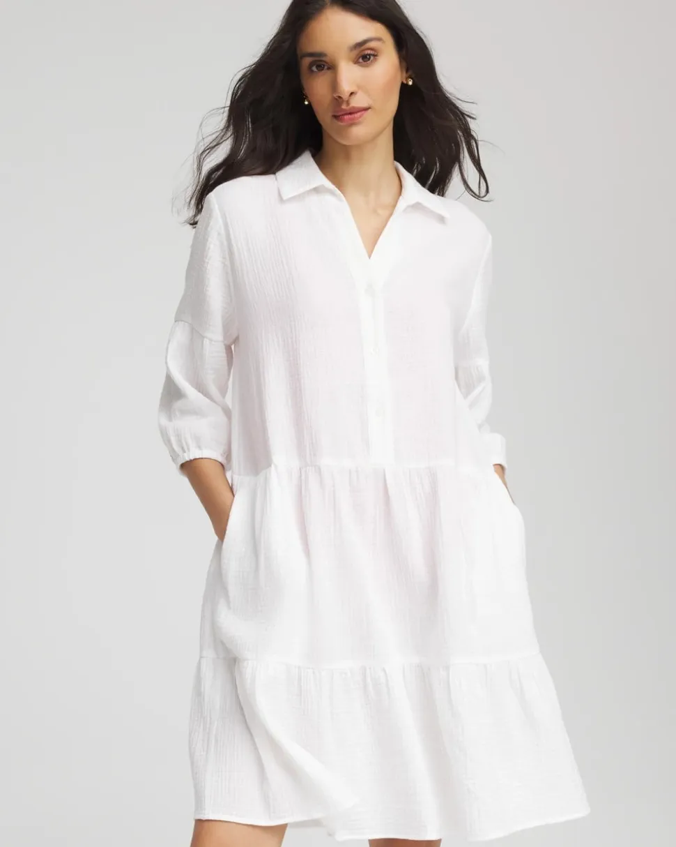 Woven Tiered Swim Cover-Up Dress