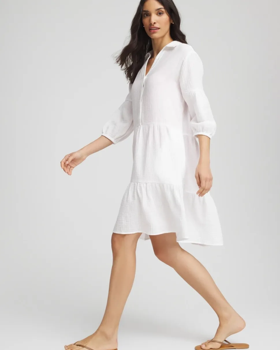 Woven Tiered Swim Cover-Up Dress