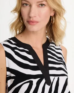 Zebra Cotton-Stretch Notch Neck Tank
