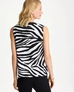 Zebra Cotton-Stretch Notch Neck Tank