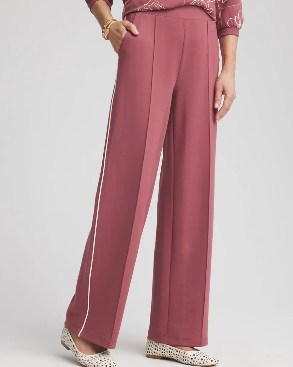 Zenergy® Double-Knit Striped Wide Leg Pants