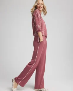 Zenergy® Double-Knit Striped Wide Leg Pants