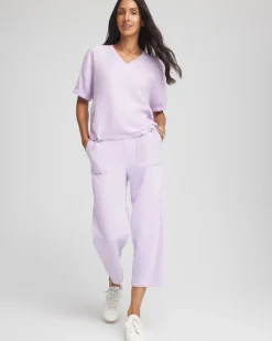 Zenergy® French Terry Gauze-Inset Cropped Pants