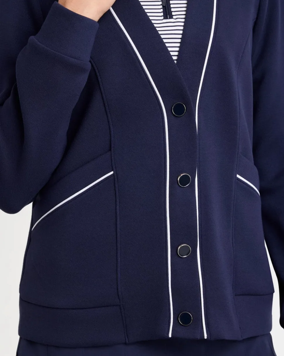 Zenergy® Soft Pique Button-Down Cardigan