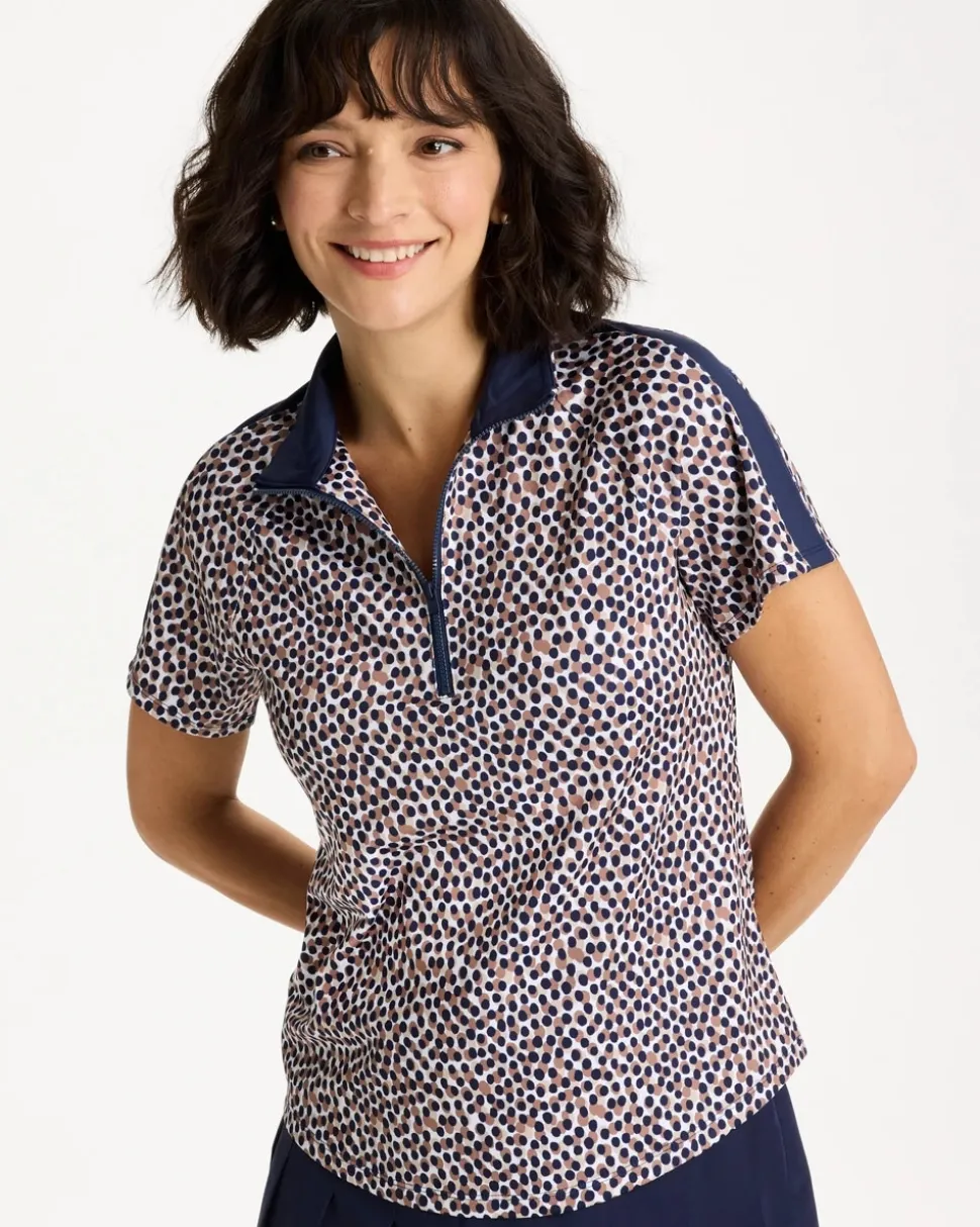 Zenergy® UPF Contrast Dot Half Zip Polo