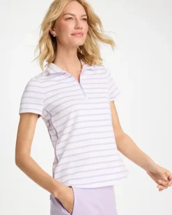 Zenergy® UPF Striped Half Zip Polo