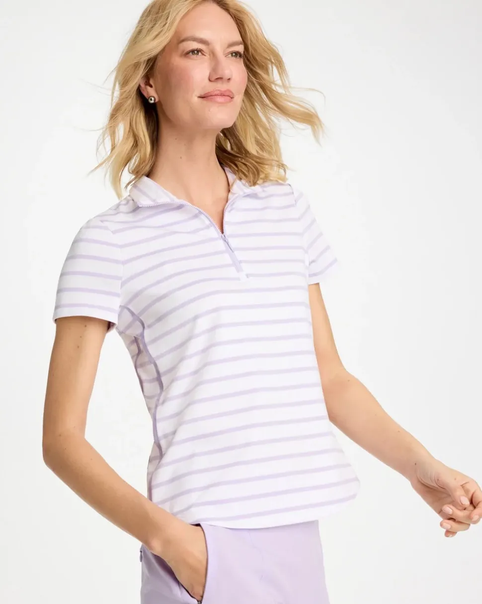 Zenergy® UPF Striped Half Zip Polo