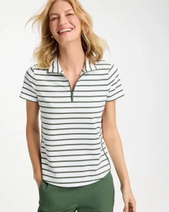 Zenergy® UPF Striped Half Zip Polo