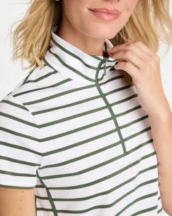 Zenergy® UPF Striped Half Zip Polo