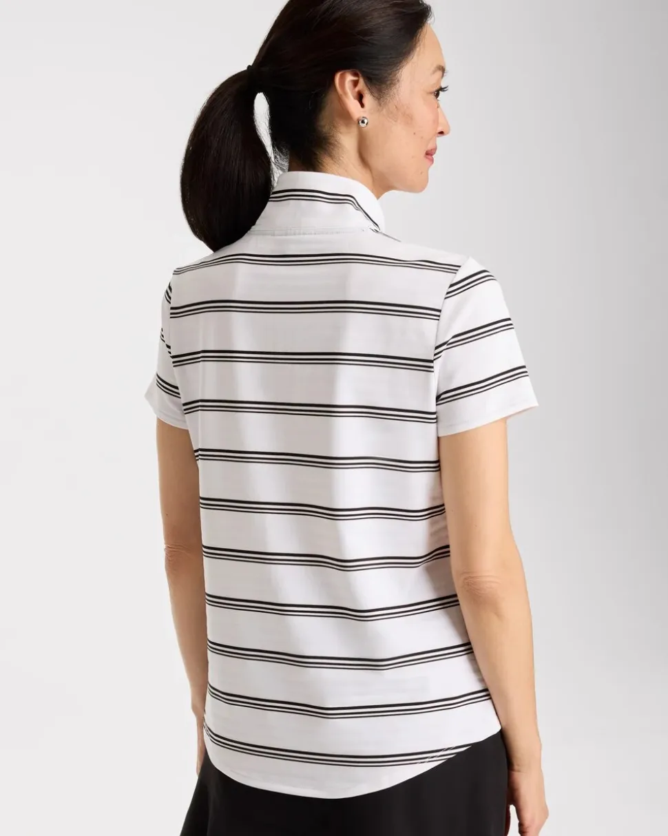 Zenergy® UPF Striped Half-Zip Polo