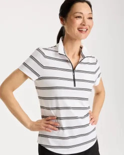 Zenergy® UPF Striped Half-Zip Polo
