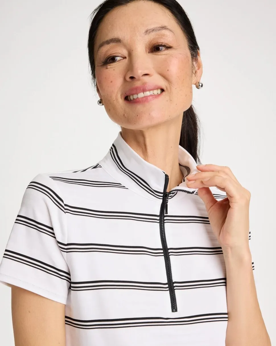 Zenergy® UPF Striped Half-Zip Polo