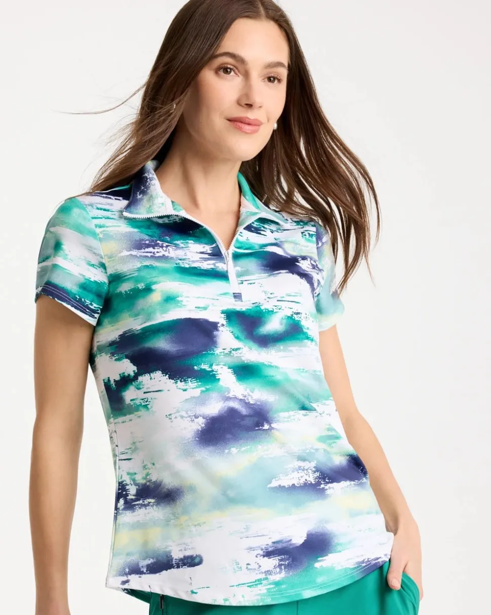 Zenergy® UPF Watercolor Half Zip Polo
